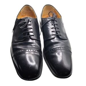 Sandro Moscoloni "Edgar" Comfort Cap Black Leather Dress Shoes Mens Sz 10.5 EEE